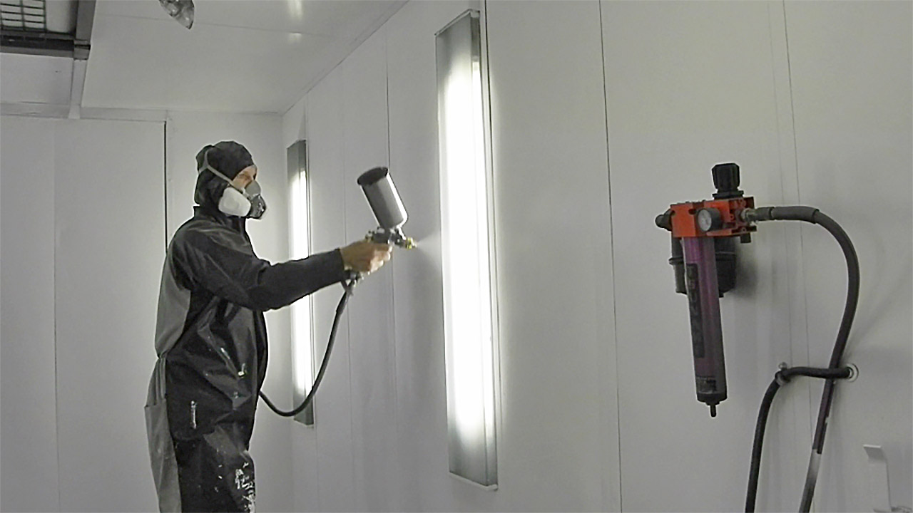 Protect spray booth glass surfaces like lights and windows with water-based Like90 glass coatings.