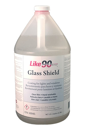 Washable coating for glass surfaces like lights and windows in spray booths.